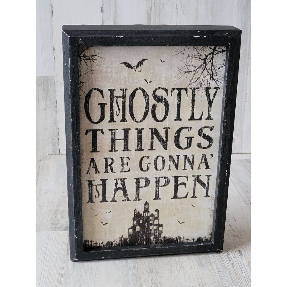 Square One ghostly things are going to happen wall sign‎ Halloween prop decor
